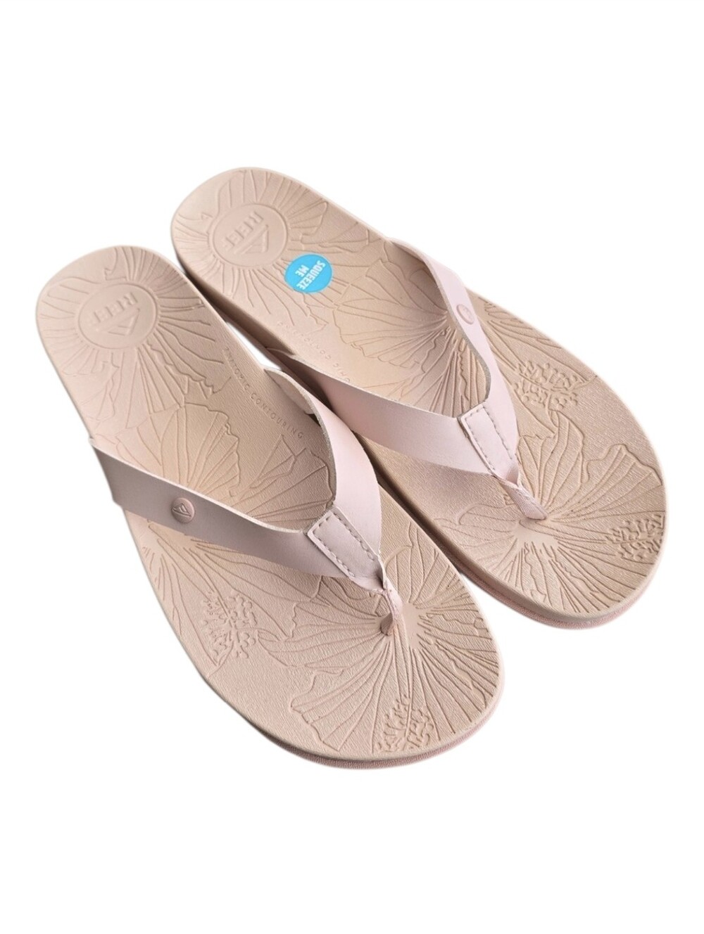REEF Women's Floral Embossed Cushion Flip Flops Dusty Pink Thong Sandals